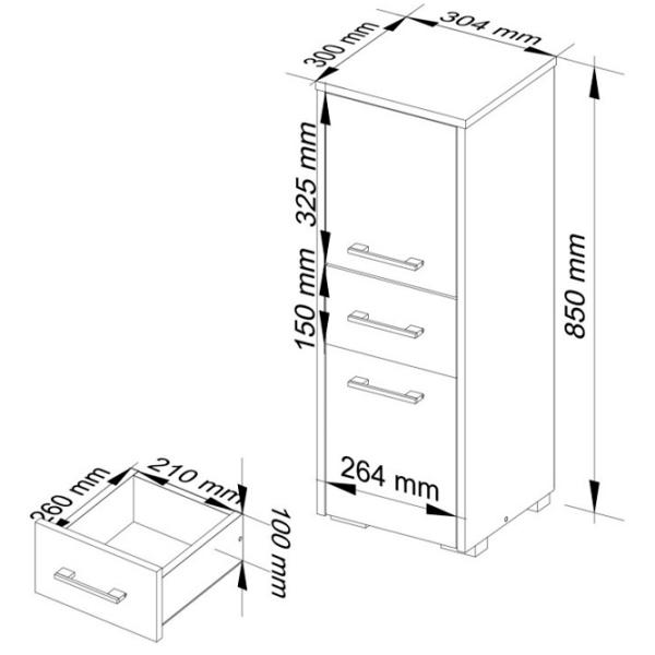 Dulap penal Akord Fin 30 2D1SZ Pe podea / PAL / White photo 4