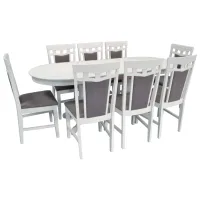 Обеденные стол со стульями Evelin HV-31N (NV-10WP) Овальная / Дерево / Серый