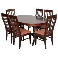 Set masă și scaune Evelin HV-33V Ovală / Lemn / Ciocolată