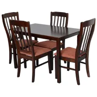 Set masă și scaune Evelin Gloria Dreptunghiulară / Lemn / Dark Brown