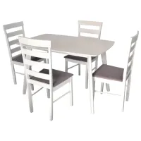 Обеденные стол со стульями Evelin Cooper Прямоугольная / Дерево / Серый