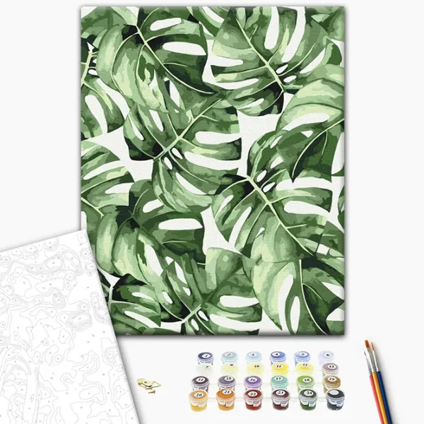 Pictură pe numere BrushMe Monstera exotică BS53697 50 x 40 cm / Verticală photo 3 Pictură pe numere BrushMe Monstera exotică BS53697 50 x 40 cm / Verticală photo 3