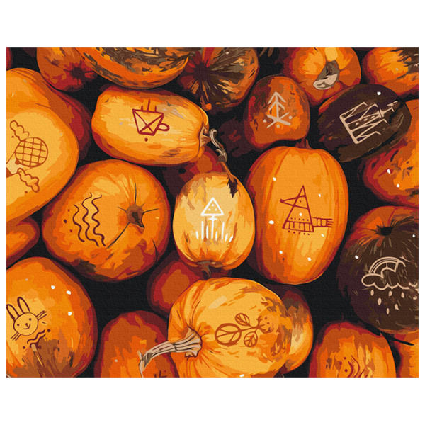 Pictură pe numere BrushMe Ornamente pe dovleac BS53830 50 x 40 cm / Orizontală photo 1