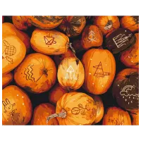 Pictură pe numere BrushMe Ornamente pe dovleac BS53830 50 x 40 cm / Orizontală