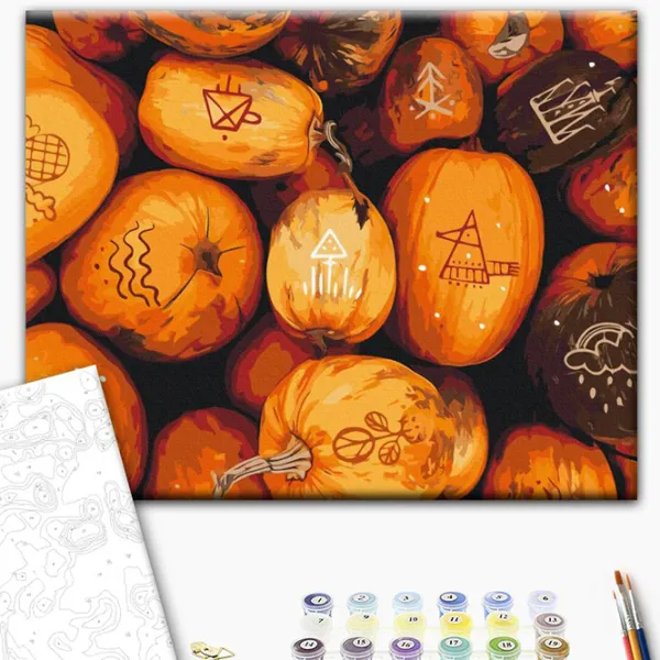 Pictură pe numere BrushMe Ornamente pe dovleac BS53830 50 x 40 cm / Orizontală photo 2