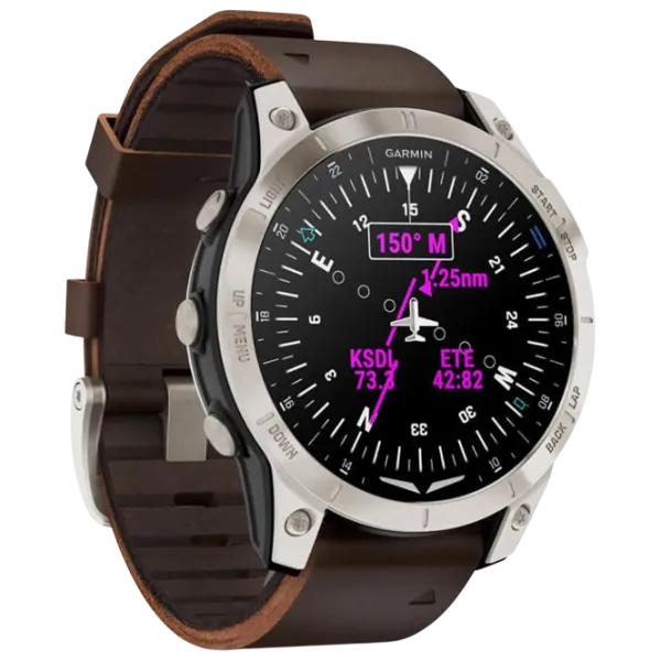 Ceas inteligent Garmin D2 Mach 1 Aviator  1.3" / 33 mm / Titanium - Brown / 010-02582-55 photo 6 Ceas inteligent Garmin D2 Mach 1 Aviator  1.3" / 33 mm / Titanium - Brown / 010-02582-55 photo 6