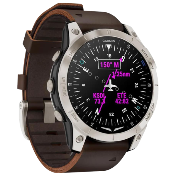 Ceas inteligent Garmin D2 Mach 1 Aviator  1.3" / 33 mm / Titanium - Brown / 010-02582-55 photo 6 Ceas inteligent Garmin D2 Mach 1 Aviator  1.3" / 33 mm / Titanium - Brown / 010-02582-55 photo 6