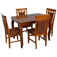 Set masă și scaune Evelin HV-29V Dreptunghiulară / Lemn / Brown