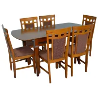 Set masă și scaune Evelin HV-29V+6 Dreptunghiulară / Lemn / Brown