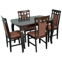 Set masă și scaune Evelin HV-29V Dreptunghiulară / Lemn / Chocolate