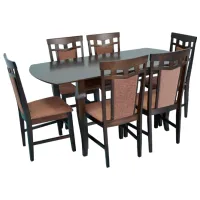 Set masă și scaune Evelin HV-29V+6 Dreptunghiulară / Lemn / Chocolate