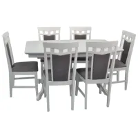 Set masă și scaune Evelin HV-32V+6 Dreptunghiulară / Lemn / Gray