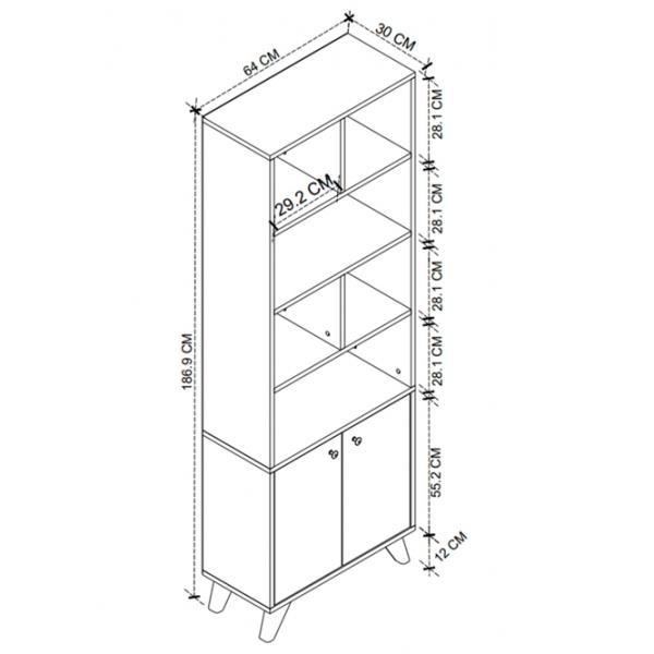 Шкаф с полками Nex Home Smyrna 187 x 64 x 30см / ЛДСП / White photo 3