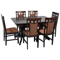 Set masă și scaune Evelin HV-32V+6 Dreptunghiulară / Lemn / Chocolate