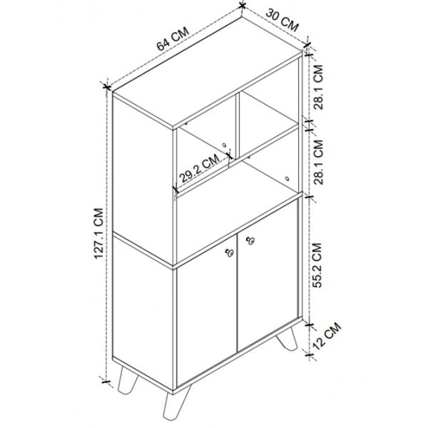 Шкаф с полками Nex Home Smyrna 127 x 64 x 30см / ЛДСП / White photo 3
