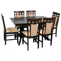 Обеденные стол со стульями Evelin HV-32V+6 Прямоугольная / Дерево / Chocolate