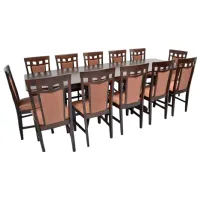 Set masă și scaune Evelin HV-32V+12 Dreptunghiulară / Lemn / Chocolate