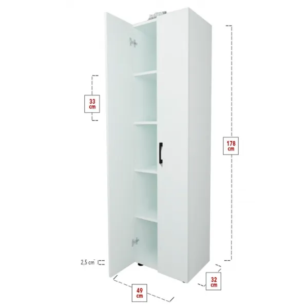 Шкаф с полками Nex Home Folder 178 x 49 x 31.8см / ДСП / White photo 4