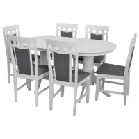 Обеденные стол со стульями Evelin HV-24V+6 Овальная / Дерево / Серый