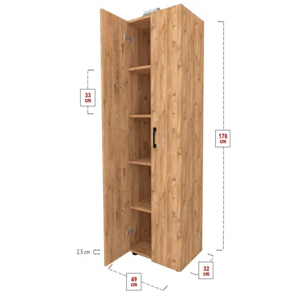 Dulap cu polițe Nex Home Folder 178 x 49 x 31.8 / PAL / Stejar photo 2