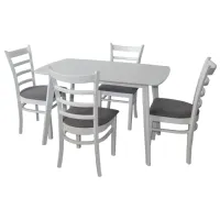 Set masă și scaune Evelin Cooper Dreptunghiulară / Lemn / Gray