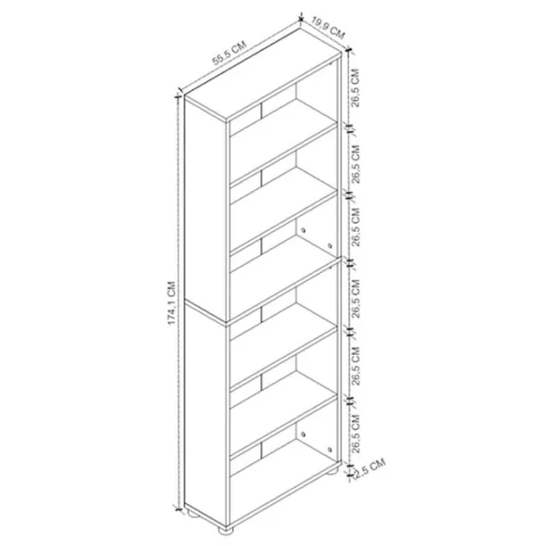 Стеллаж Nex Home 15-16-02 174 x 55.5 x 20см cm / ЛДСП / Дуб cонома photo 2