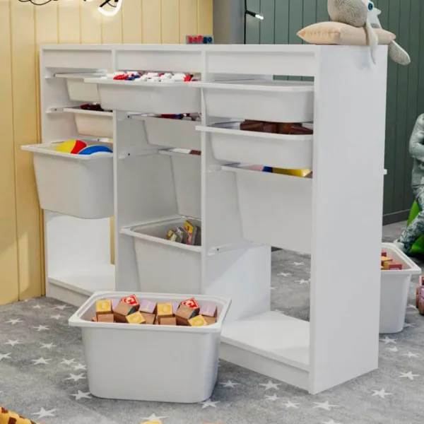Etajeră cu containere Nex Home Lara 95.4 x 132 x 30 cm / PAL / White photo 2