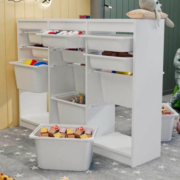 Etajeră cu containere Nex Home Lara 95.4 x 132 x 30 cm / PAL / White photo 2