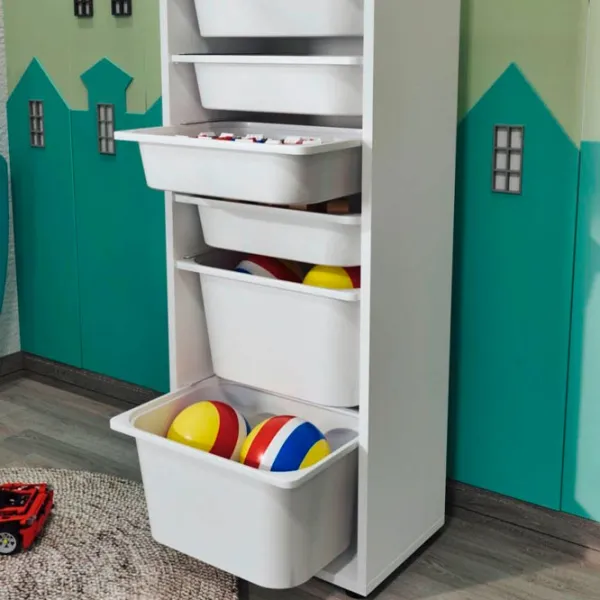 Etajeră cu containere Nex Home Pera 125 x 30 x 45 cm / PAL / White photo 2