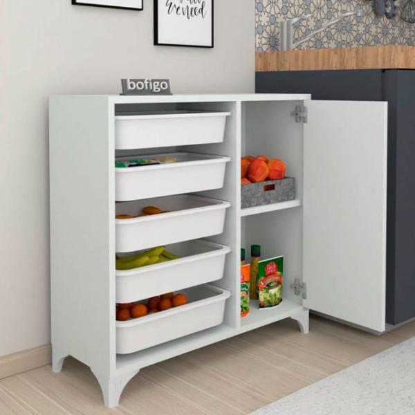 Etajeră cu containere Nex Home Kayra  77 x 77 x 30 cm / PAL / White photo 2 Etajeră cu containere Nex Home Kayra  77 x 77 x 30 cm / PAL / White photo 2