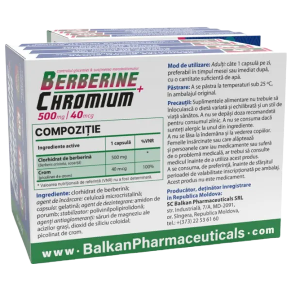 Condroprotectoare Balkan Pharmaceuticals Berberine+Chromium (4840982012662-1) 500 g photo 3 Condroprotectoare Balkan Pharmaceuticals Berberine+Chromium (4840982012662-1) 500 g photo 3