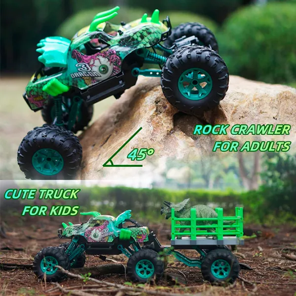 Mașină Crazon Dinosaur Truck 57402 20 km/h / 2.4 GHz / Black Green photo 7 Mașină Crazon Dinosaur Truck 57402 20 km/h / 2.4 GHz / Black Green photo 7