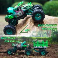 Mașină Crazon Dinosaur Truck 57402 20 km/h / 2.4 GHz / Black Green photo 7