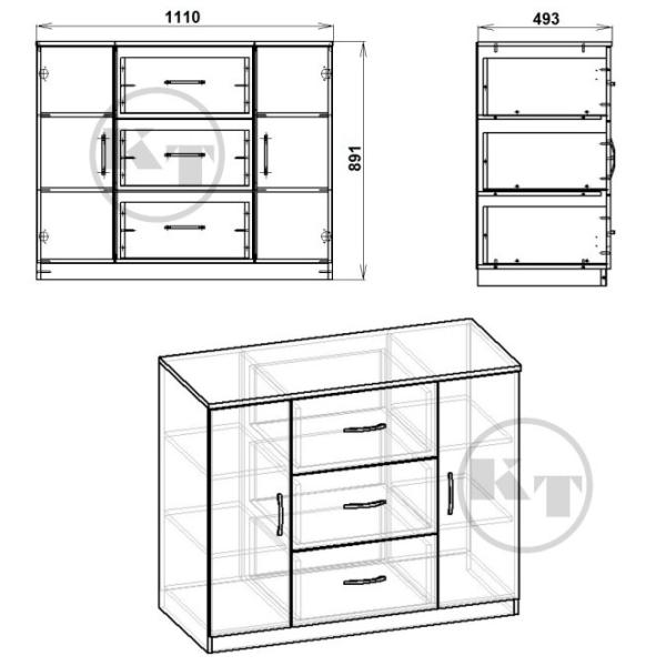 Comodă KompaniT 3+2 89.1 x 111 x 49.3 / LPAL / Somona Oak photo 2