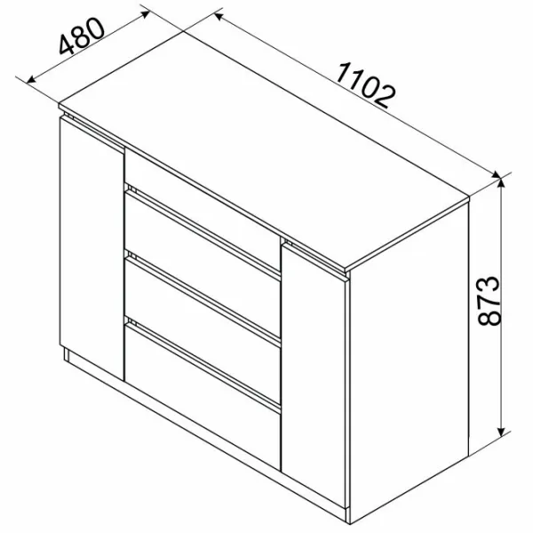 Комод Ambianta Space 87.3 x 110.2 x 48см / ДСП / Серый  photo 2 Комод Ambianta Space 87.3 x 110.2 x 48см / ДСП / Серый  photo 2