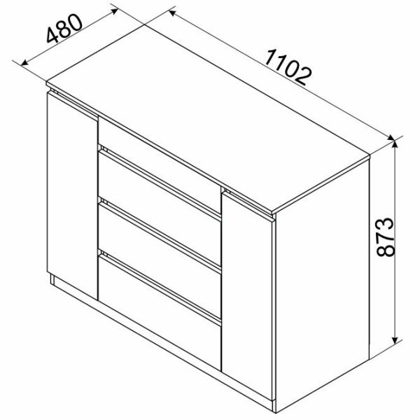 Комод Ambianta Space 87.3 x 110.2 x 48см / ДСП / Серый  photo 2 Комод Ambianta Space 87.3 x 110.2 x 48см / ДСП / Серый  photo 2