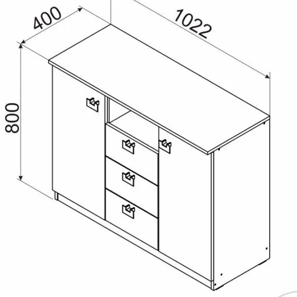 Comodă Ambianta RIO Fungo 80 x 102.2 x 40 / Lemn / Beige photo 2