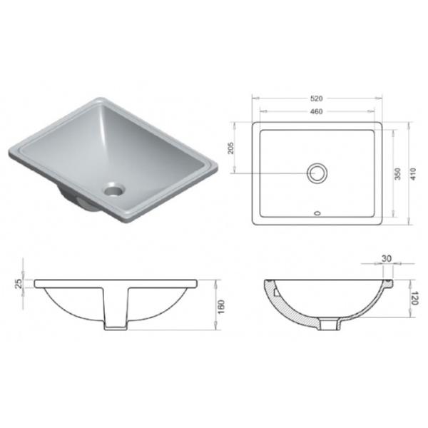 Lavoar Imprese c06900103SQ Dreptunghiulară / Sub blat / White photo 2