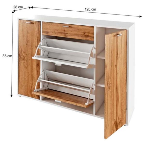Обувной шкаф Mobhaus Anabela 85 x 120 x 28см /White /Вотан дуб photo 2
