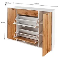 Dulap pentru încălțăminte Mobhaus Anabela 85 x 120 x 28 /White /Wotan oak photo 2