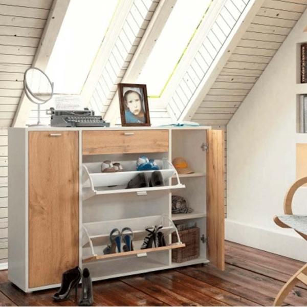 Обувной шкаф Mobhaus Anabela 85 x 120 x 28см /White /Вотан дуб photo 3