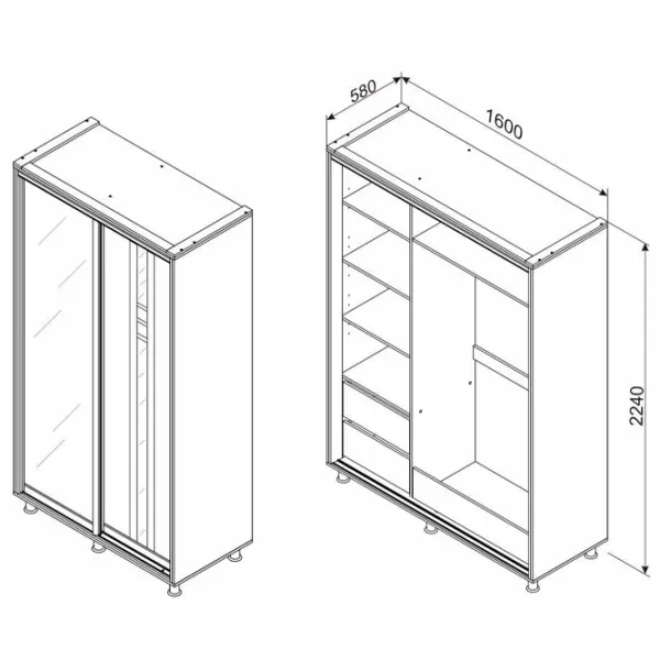 Dulap Ambianta Rio 160 x 58 x 224 / PAL / Stejar Sonoma photo 2