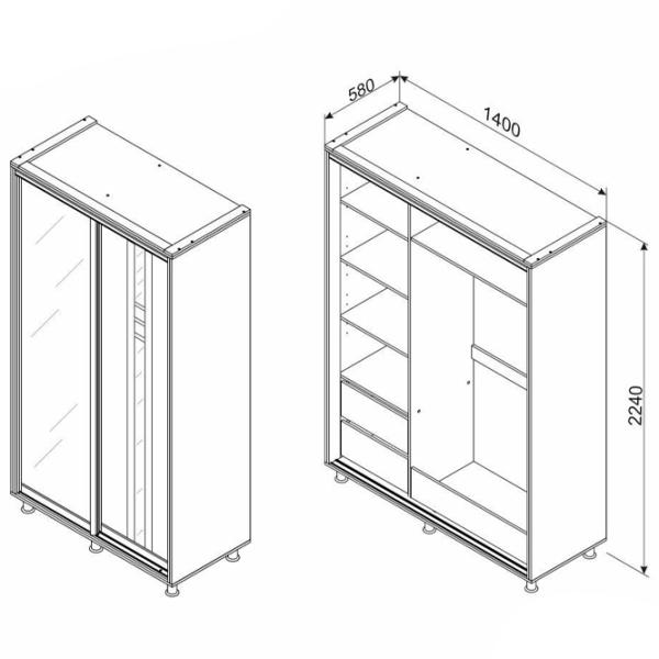 Шкаф Ambianta Rio 140 x 58см x 224 / ЛДСП / Fungo photo 4 Шкаф Ambianta Rio 140 x 58см x 224 / ЛДСП / Fungo photo 4