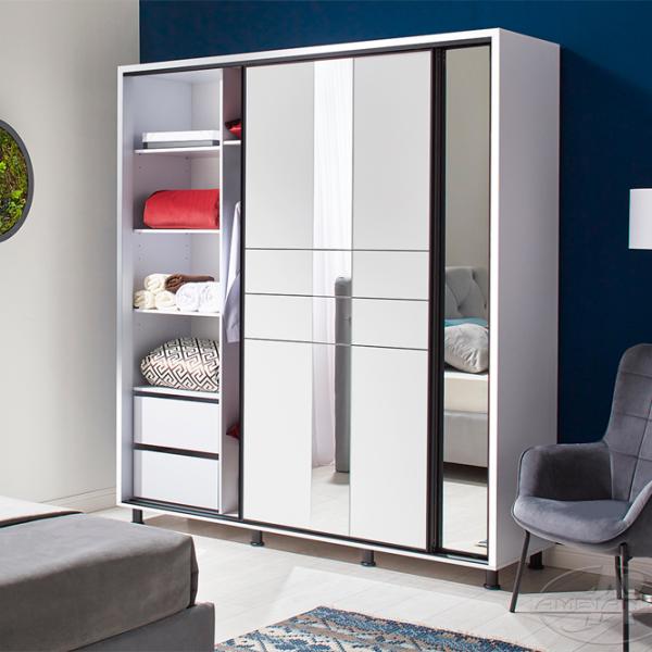 Шкаф Ambianta Rio 200 x 58см x 224 / ЛДСП / Белый photo 4 Шкаф Ambianta Rio 200 x 58см x 224 / ЛДСП / Белый photo 4