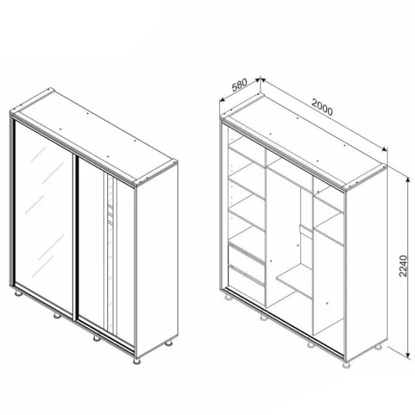 Шкаф Ambianta Rio 200 x 58см x 224 / ЛДСП / Белый photo 7 Шкаф Ambianta Rio 200 x 58см x 224 / ЛДСП / Белый photo 7