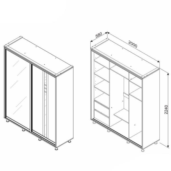 Шкаф Ambianta Rio 200 x 58см x 224 / ЛДСП / Белый photo 7 Шкаф Ambianta Rio 200 x 58см x 224 / ЛДСП / Белый photo 7