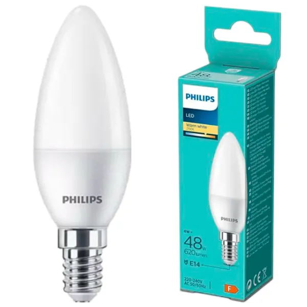 Лампочка светодиодная Philips B35 929002970893 E14 / 6 Вт / 2700 K / / White photo 3 Лампочка светодиодная Philips B35 929002970893 E14 / 6 Вт / 2700 K / / White photo 3