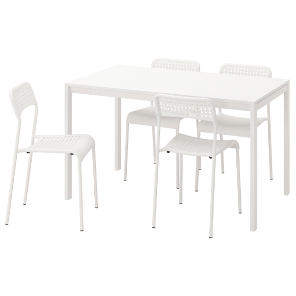 Set masă și scaune Ikea Melltorp/Adde Dreptunghiulară / PAL / White photo 1