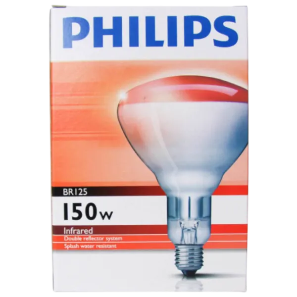 Инфракрасная лампа Накал Philips BR125 151894 E27 / 150 Вт / 1500 K / / Red photo 5