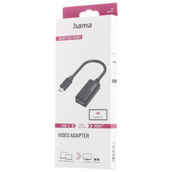Адаптер Hama 200315 USB Type-C / Черный photo 2